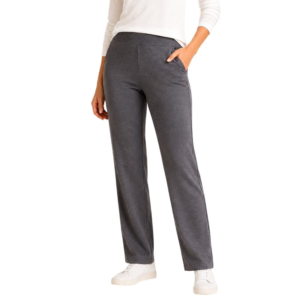 Modern Soul Ponte Knit Pull On Pants XLP Gray Straight Leg Petite Quiet Luxury